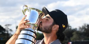 Champion:Abraham Ancer with the Stonehaven Cup.