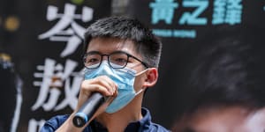 Barred:Joshua Wong previously said"Using[the] pandemic as an excuse to postpone the election is definitely a lie."