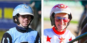 Harness racing jockeys Jack Brown,20,and Lucas Rando,22.