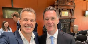 Tim Crakanthorp and Chris Minns pose together shortly after last year’s election.
