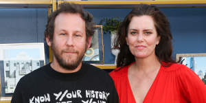 Lee with wife Ione Skye. The pair produce a podcast,Weirder Together,and host variety nights.