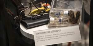 A junior officer disguise kit is on display at the CIA museum.