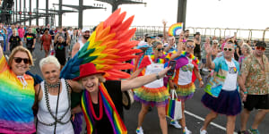 WorldPride 2023,50,000 people march for equality over the Sydney Harbour Bridge. 