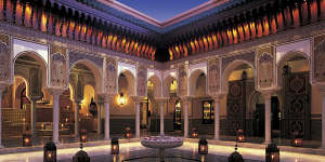 Hammam and courtyard at La Mamounia hotel in Marrakech.