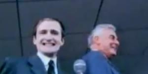 Screengrab of Norman Gunston (Garry McDonald) and Gough Whitlam after the Dismissal of Whitlam in 1975.
