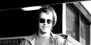 Elton John in his “offending” badges in 1971.