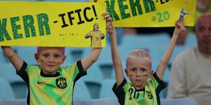 Fans at Accor Stadium for the Asian Cup final.