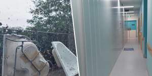 Composite image of gutted Wyong Hospital maternity unit. 