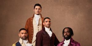 From left:Matu Ngaropo (Washington),Jason Arrow (Hamilton),Lyndon Watts (Burr) and Victory Ndukwe (Jefferson) in Hamilton.