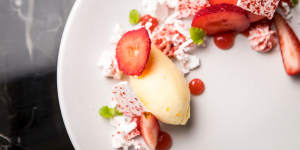 The strawberries and cream dessert.