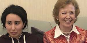 A photo released by the UAE showing Sheikha Latifa bint Mohammed al-Maktoum,a daughter of Dubai's ruler,with Mary Robinson,a former United Nations High Commissioner for Human Rights and former president of Ireland.
