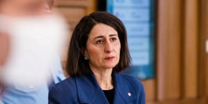 NSW Premier Gladys Berejiklian at Wednesday’s COVID-19 briefing.