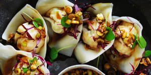 Silky,mouth-watering,delectable,clean-tasting wontons.