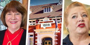 Perth Modern principal Lois Joll and WA Education Minister Sue Ellery.
