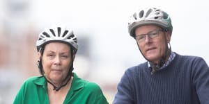 Brunswick MP Tim Read (right) with one of the organisers of Friday’s cycle protest,Faith Hunter.