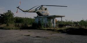 An old helicopter at the airfield in Grossenhain,Germany.