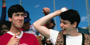 Alan Ruck (left) and Matthew Broderick (right ) in the 1986 film Ferris Bueller’s Day Off.