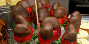 Chocolate strawberries at Jammy Cow cafe