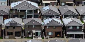 High-density housing at The Ponds in western Sydney.