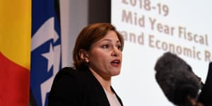 Queensland Treasurer Jackie Trad delivers the mid year budget review on Thursday.