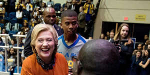 Democratic presidential candidate Hillary Clinton at a homecoming rally at North Carolina on Thursday.