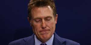 Attorney-General Christian Porter at his press conference on Wednesday this week. 