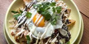 Chilaquiles (breakfast nachos).