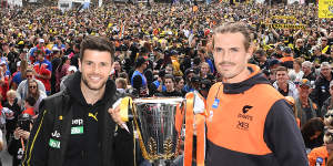 This time:Trent Cotchin denied Phil Davis and the Giants the 2019 premiership,but the Tigers great hopes the Giants go all the way this September.