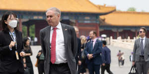Trade Minister Don Farrell on a trade visit to Beijing in May.