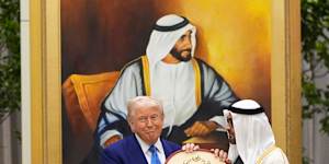 In happier times:Donald Trump being bestowed the Order of Zayed from UAE President Mohammed bin Zayed Al Nahyan in Abu Dhabi in 2025.