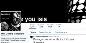 The front page of the US Central Command Twitter account after it was hacked supposedly by IS in January.