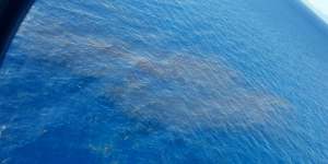 The oil slick seen by Indonesian aerial search crew.