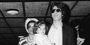 Rock star Mick Jagger with his wife Bianca and their daughter Jade,circa 1974.