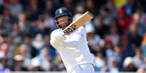 Jonny Bairstow in action during day three of the fourth Ashes Test.