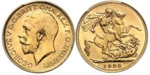 A 1920 George V Sovereign minted in Sydney sold for a record price at a Monaco online auction on Saturday June 12,2021.