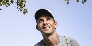 Brett Robinson,who recently broke Rob de Castella’s marathon record,training in Melbourne.