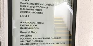 A sign outside Ipswich City Council offices still has sacked mayor Andrew Antoniolli's name.