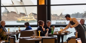The dining room backdropped by the Sydney Opera House at Dining by James Viles.