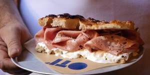 Sandwiches are made with Italian-style flatbread schiacciata.