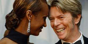 Bowie and wife Iman at the 2002 Council of Fashion Designers of America Fashion Awards,