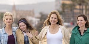 Kate (Jenny Seagrove),Maddie (Elizabeth Dormer-Phillips),Cassie (Kelly Preston) and Liz (Sally Phillips) go on a European adventure in the buddy comedy Off the Rails. 