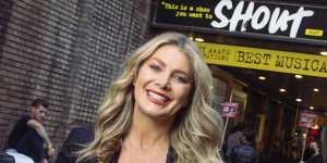 Natalie Bassingthwaighte in New York outside the Jagged Little Pill theatre.