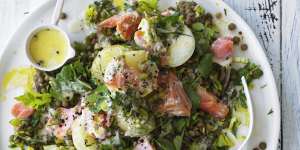 Karen Martini's smoked trout,lentil and potato salad.