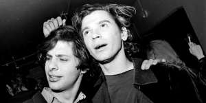 Director Richard Lowenstein,left,with Michael Hutchence in 1986. The pair made many music videos together,plus the feature Dogs in Space.