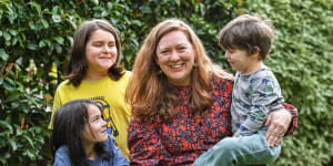 Sarah Austin,pictured here with her children,runs Sarah Austin and Co,a theatre company for young children.