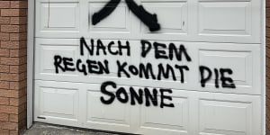 The graffiti included the Chinese symbol for “sky” or “day” above a German phrase which translates to “after the rain comes the sun”.
