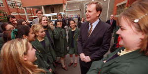 Then treasurer Peter Costello campaigning for an Australian republic in August 1999.