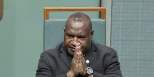 Papua New Guinea Prime Minister James Marape in Canberra on Thursday.