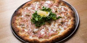 Go-to dish:Goolwa pipi pizza with parsley,lemon and cream.
