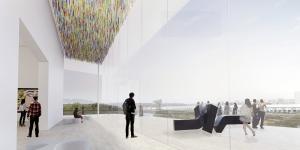 Concept images show the proposed northward expansion of the art gallery.